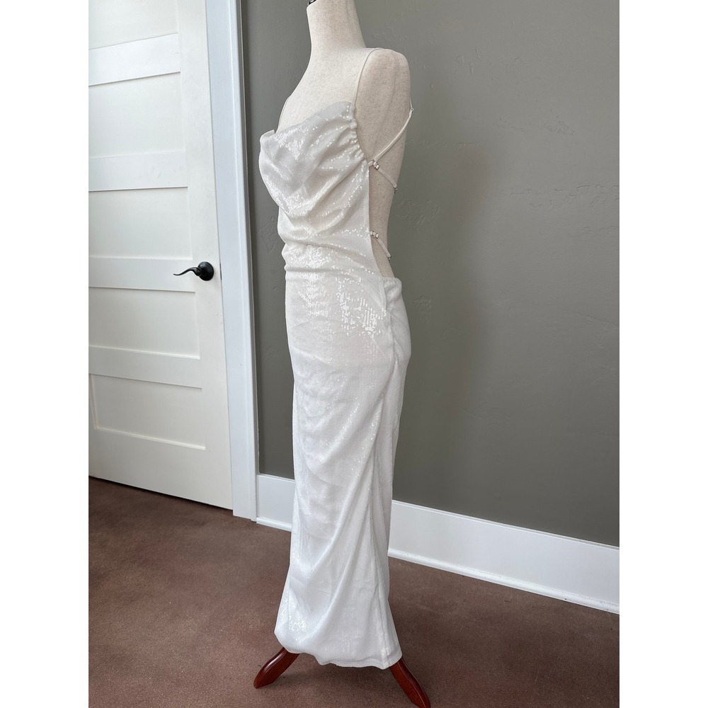 Edikted Sequin Open Back Full Length‎ Gown Dress Sz Small 6 Evening Prom Wedding - Picture 4 of 16